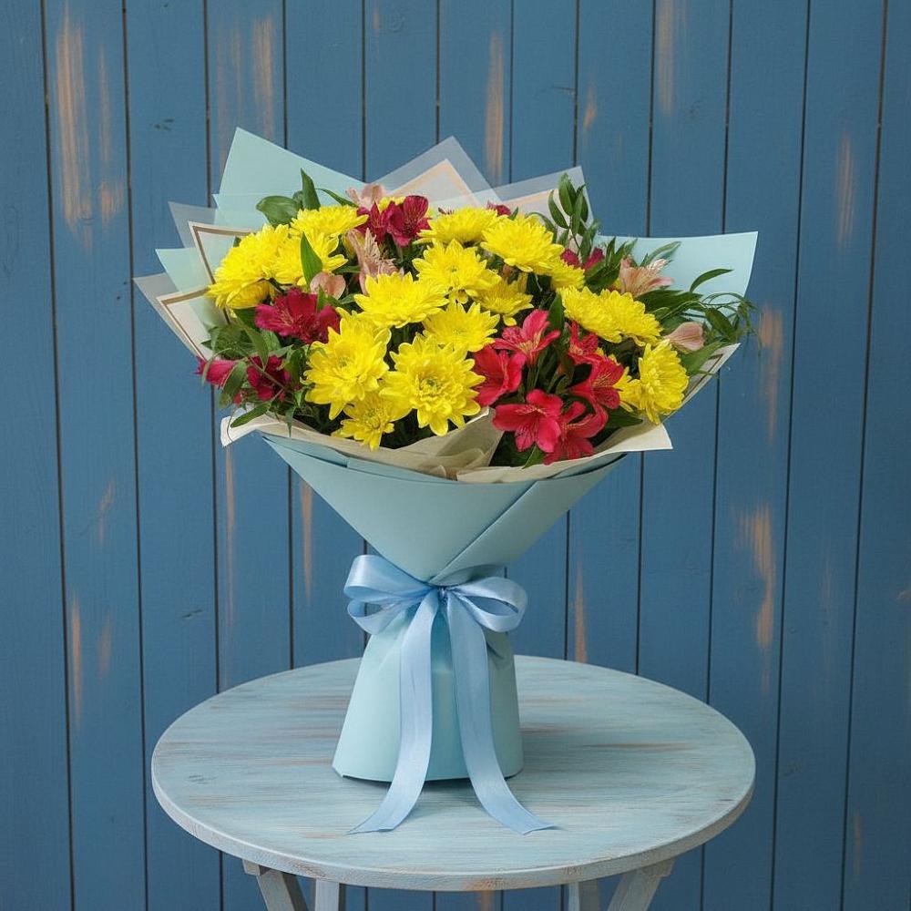 Букет цветов из: Альстромерии и Хризантемы в Яковлево