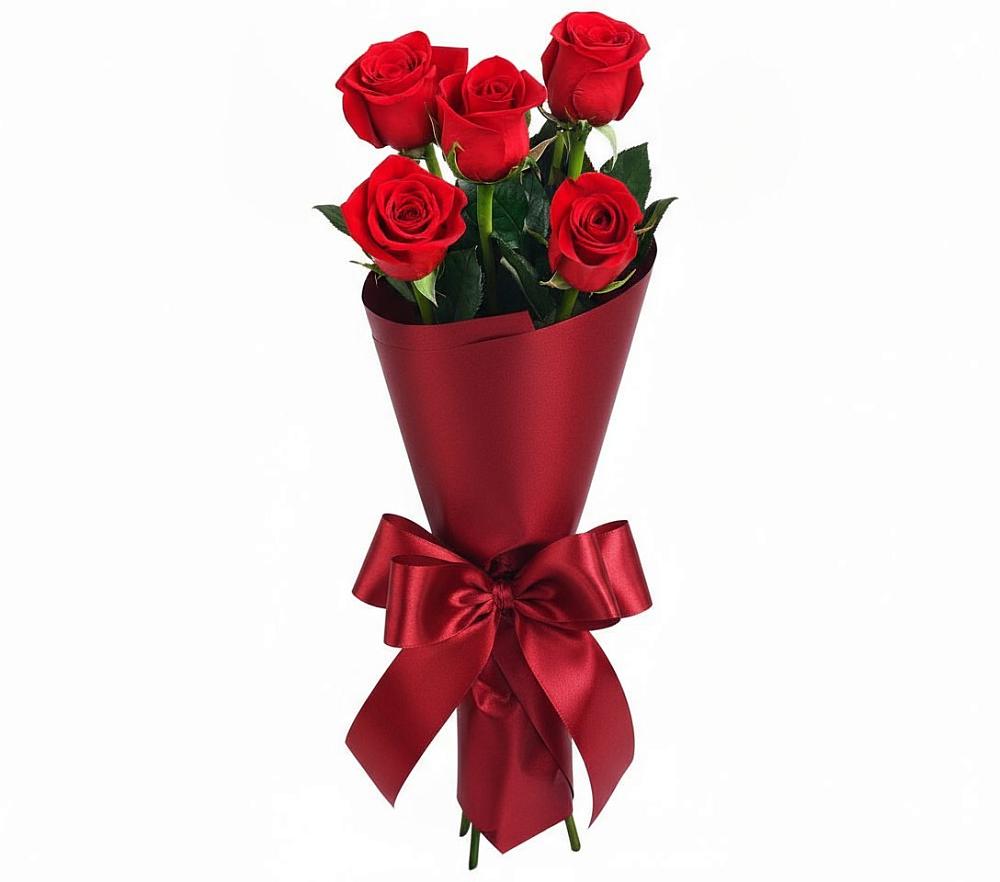 Букет 5 Красных роз Эдлесс Лав в Яковлево