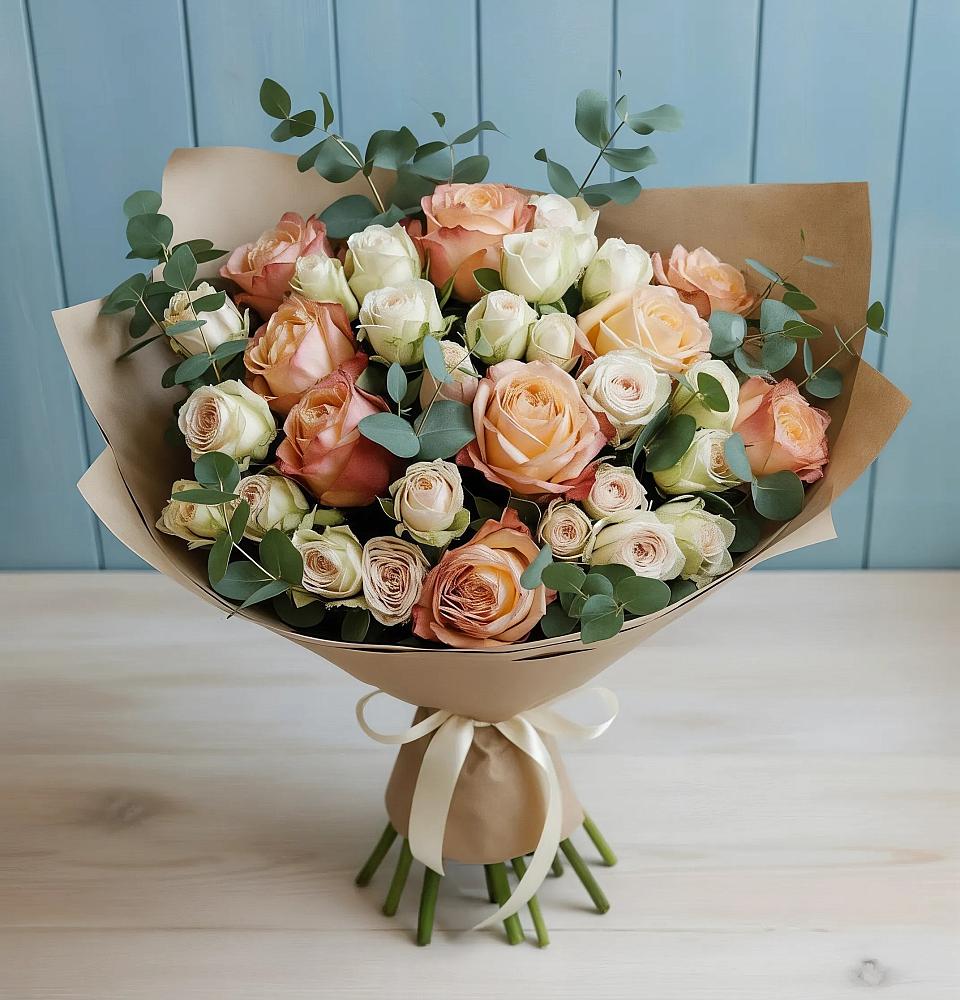 Букет цветов из: Альстромерии и Розы в Яковлево