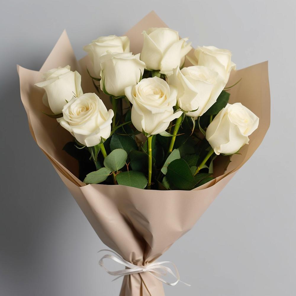 Букет 9 Белых роз Эдлесс Лав в Яковлево