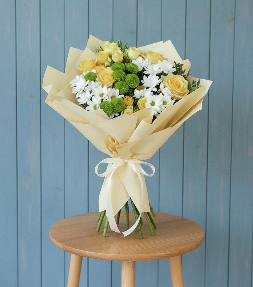 Букет цветов из: Хризантемы и Розы в Яковлево