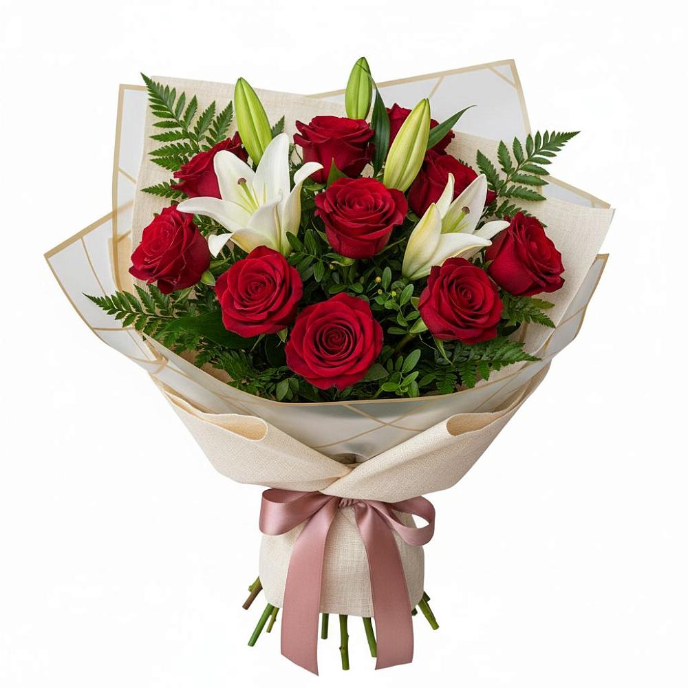 Букет цветов из: Лилии и Розы в Яковлево