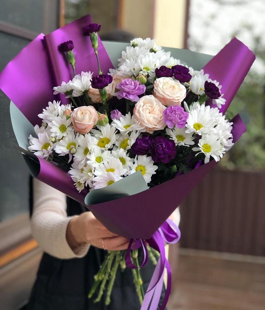 Букет цветов из: Хризантемы, Гвоздики и Розы в Яковлево