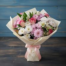 Букет цветов из:  Хризантемы, Альстромерии и Розы в Яковлево