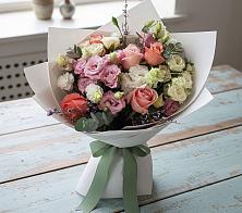 Букет цветов из:  Розы, Лизиантусы и Гвоздики #REPLACE_PRED# Яковлево