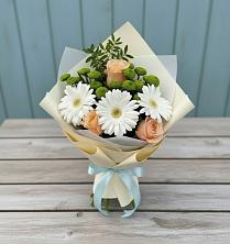Букет цветов из:  Герберы, Розы и Хризантемы в Яковлево